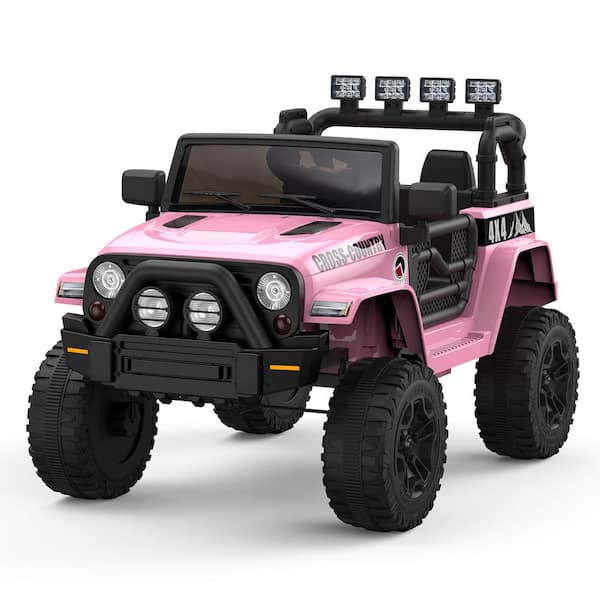 10.2 in. 12V Powered Kids Ride on Truck Car with Remote Control, Music Player, LED Lights and Safe Brake, Pink
