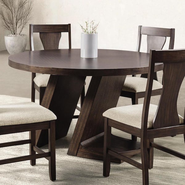 Furniture of America Kix Espresso Wood Top 54 in. Angled Pedestal