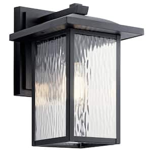 Capanna 1-Light Textured Black Outdoor Hardwired Wall Lantern Sconce with No Bulbs Included (1-Pack)