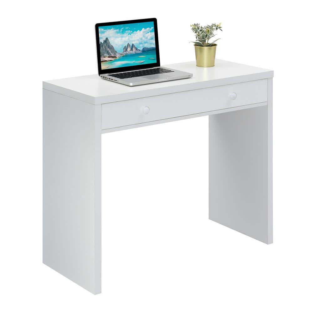 Sleek White 36" Contemporary Desk with Drawer