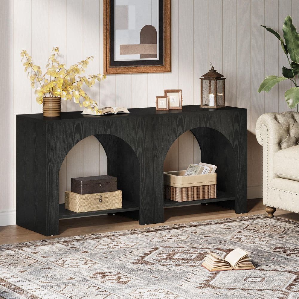 Kerlin 27.56 in. Black Rectangle Wood End Table Side Table Sofa Side Table Nightstand with Storage for Living Room price history on PriceWatchPro