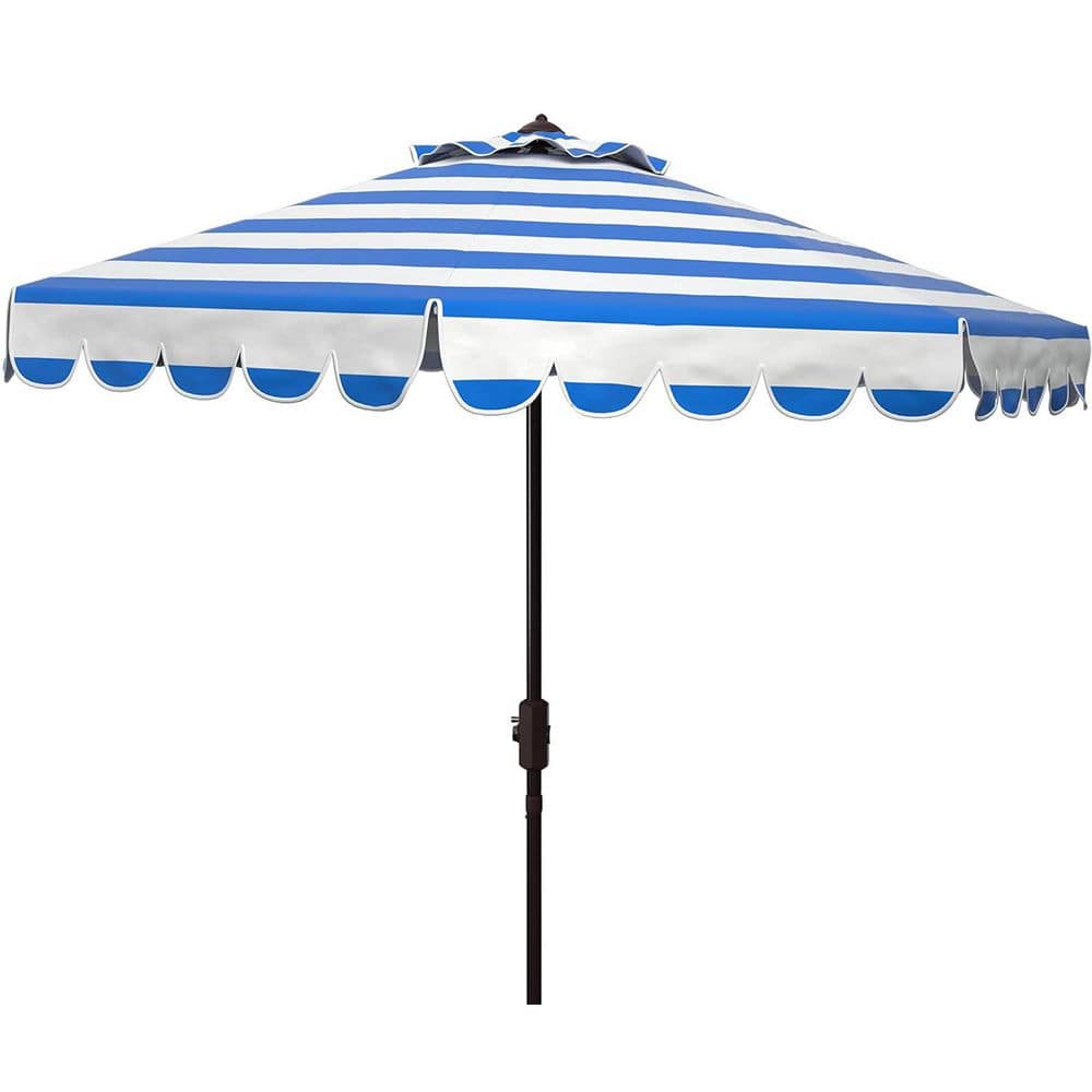 9 ft. Aluminum Market Tilt Patio Umbrella in Pacific and White Striped