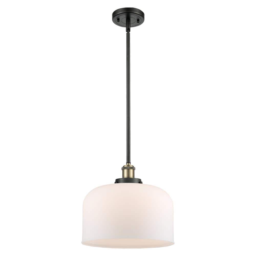Bell 60-Watt 1-Light Black Antique Brass Shaded Mini Pendant Light with Matte White Glass price history on PriceWatchPro