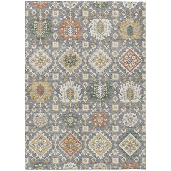 Chantille Machine Washable Indoor/Outdoor Abstract ACN2200 Gray 9 ft. x 12 ft. Area Rug