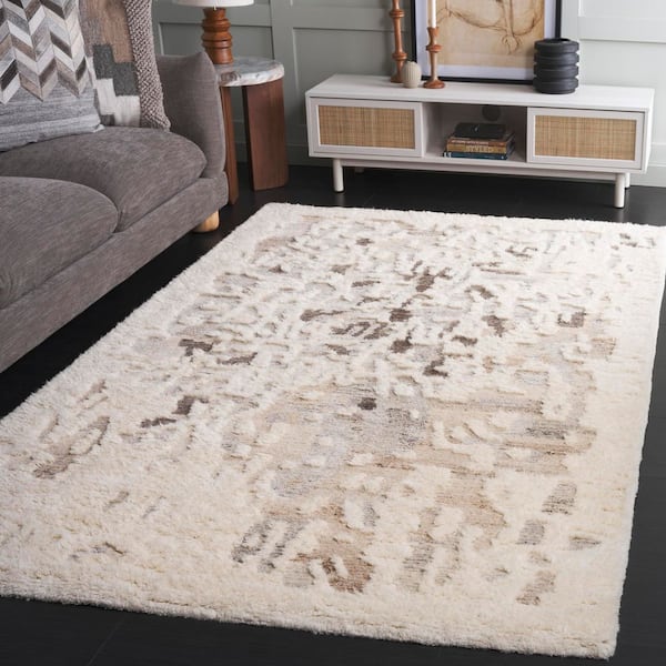 Casablanca Shag 8 ft. x 10 ft. Beige/Ivory Abstract High-Low Area Rug