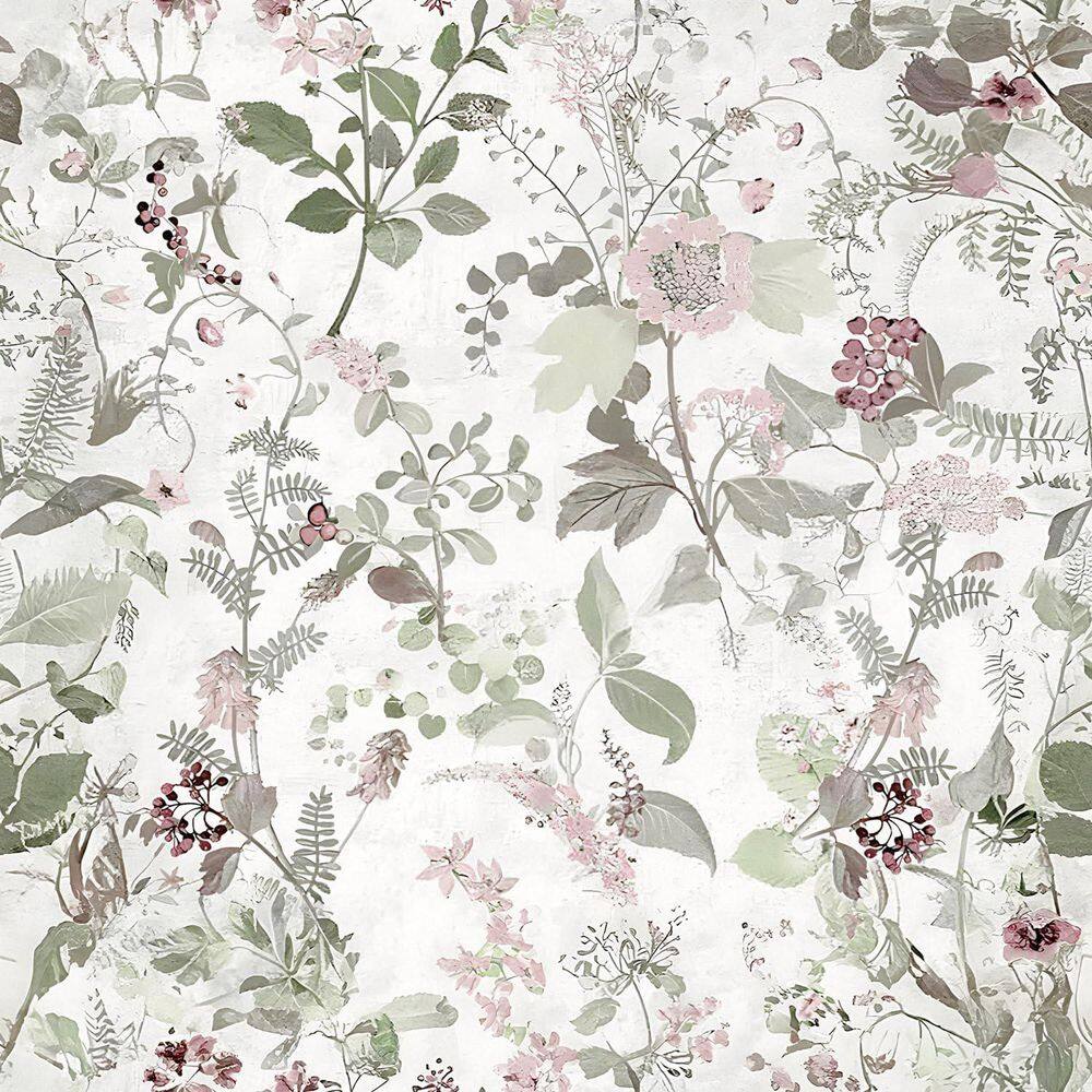 Pink and Green Floral Peel and Stick Self-Adhesive Wallpaper Roll (Set ...