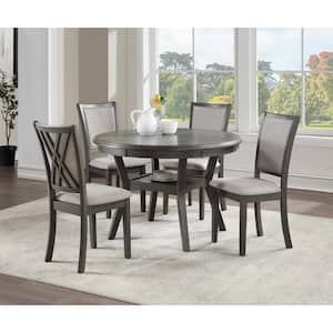 New Classic Furniture Amy 5-piece Wood Top Round Dining Set, Gray