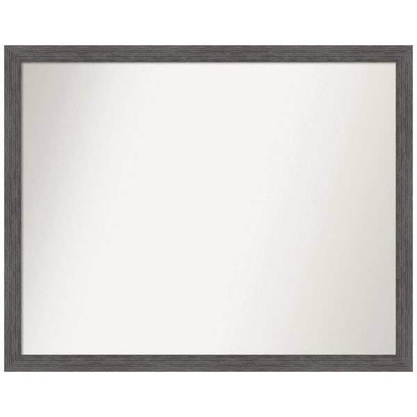 Amanti Art Pinstripe Plank Grey Thin 30 in. W x 24 in. H Non-Beveled Bathroom Wall Mirror in Gray