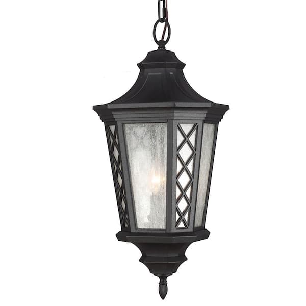 Generation Lighting Wembley Park Collection 3-Light Textured Black Outdoor Hanging Lantern Pendant