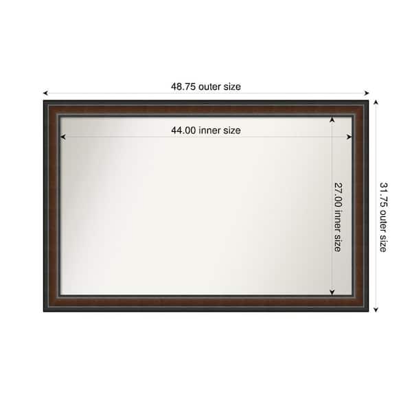 Amanti Art Cyprus Walnut 48.75 in. x 31.75 in. Custom Non-Beveled Wood Framed Bathroom Vantiy Wall Mirror