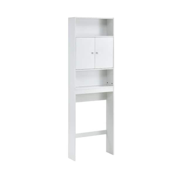Unbranded 7.9 in. W x 77 in. H x 25 in. D White MDF Board Wall Mount Over-the-Toilet Storage Space Saver Bathroom Shelf