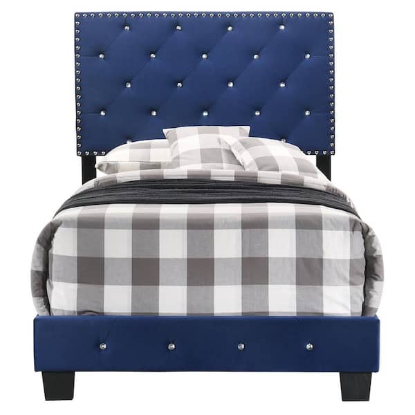 AndMakers Suffolk Navy Blue Twin Panel Bed