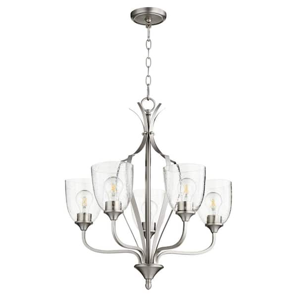 Quorum INTERNATIONAL Jardin 5- -Light Satin Nickel Chandelier with Clear Seeded Glass