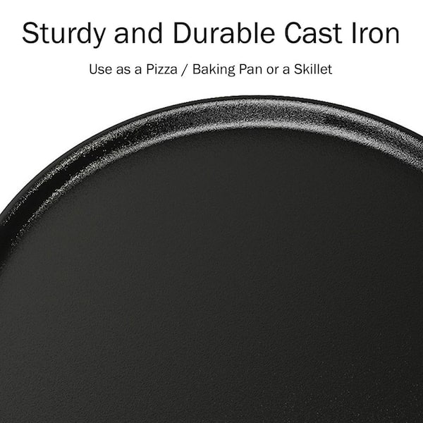 KAVSI Cast Iron Pan, Pizza Pan with Dual Handle, Baking Pan, Cast Iron Skillets for Cooktop, Oven, BBQ-12 inch Pizza Cooker with 7 Pcs Accessories