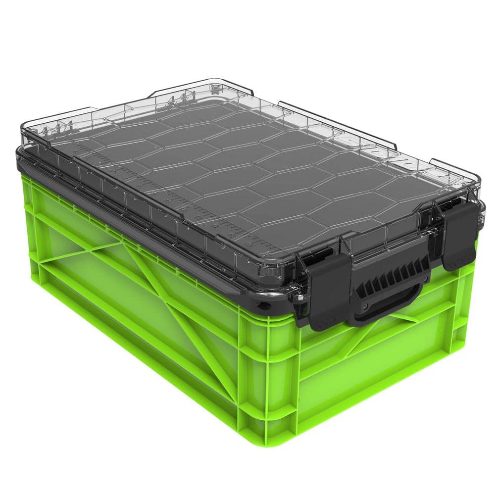 Weather Resistant Half Size Storage Bin High Stacking Capacity Heavy Duty Stackable Storage Bin w/Lid and Dividers Slime price history on PriceWatchPro