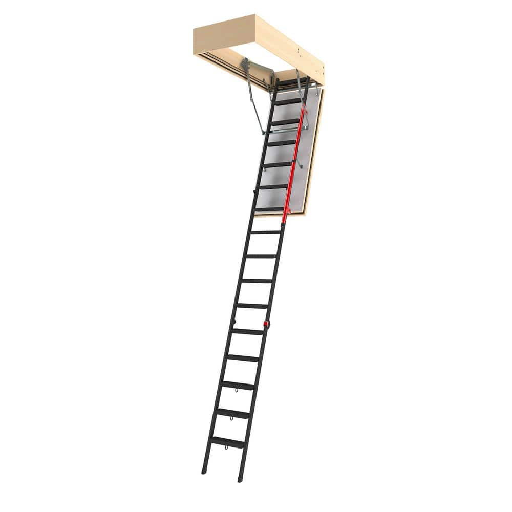 Fakro LMF 60, 9 ft. 7.5 in. - 11 ft. 10 in., 25 in. x 56.5 in. Fire-Rated Insulated Metal Attic Ladder, 350 lbs. Load Capacity -  869238