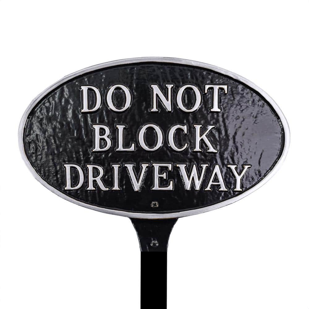 8.5 in. x 13 in. Standard Oval Do Not Block Driveway Statement Plaque Sign with Lawn Stake-Black/Silver price history on PriceWatchPro