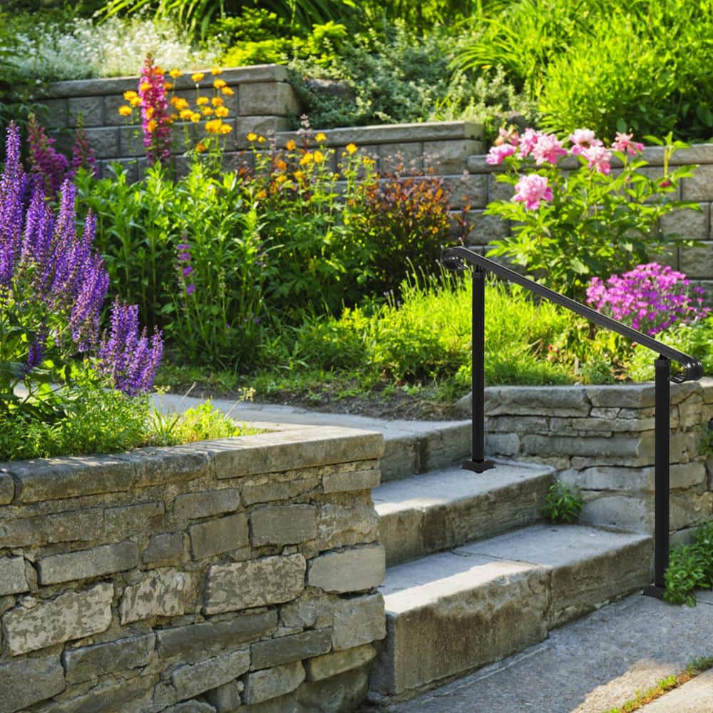 Black Wrought Iron Handrail for 3-5 Steps