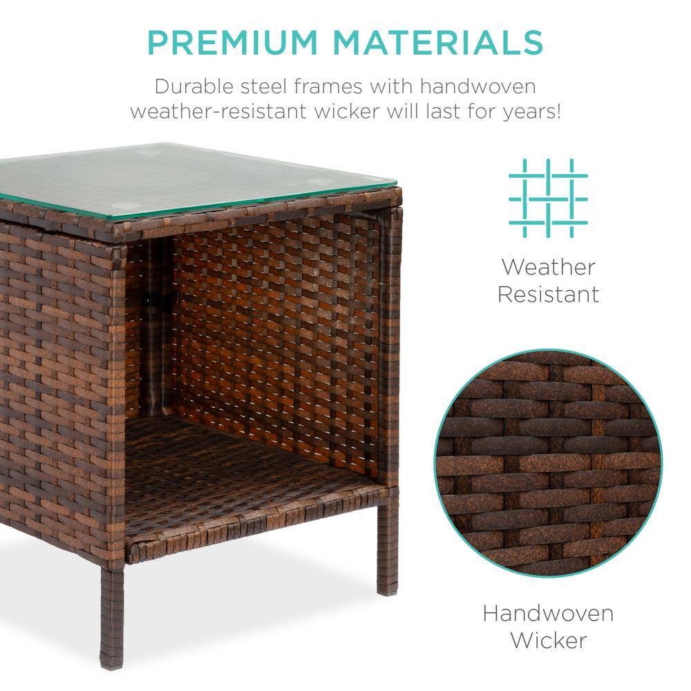 Brown and Tan Wicker 3-Piece Outdoor Patio Bistro Set