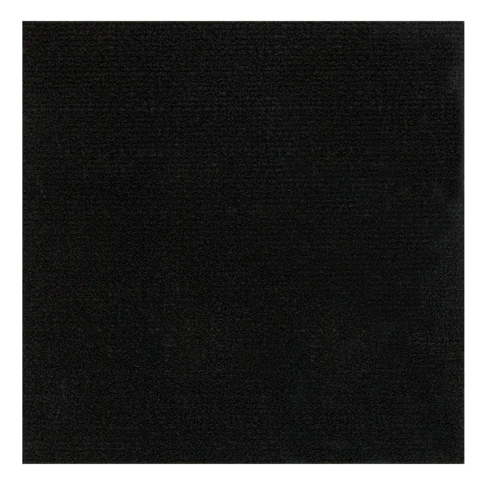 Single Rib Polyester Black Residential 12 in. x 12 in. Peel and Stick Carpet Tile Square 10 sq. ft. price history on PriceWatchPro