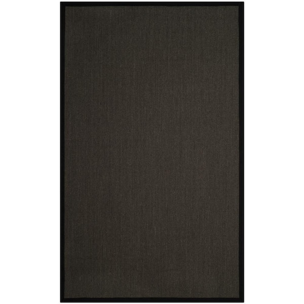 Natural Fiber Anthracite/Black 4 ft. x 6 ft. Border Area Rug
