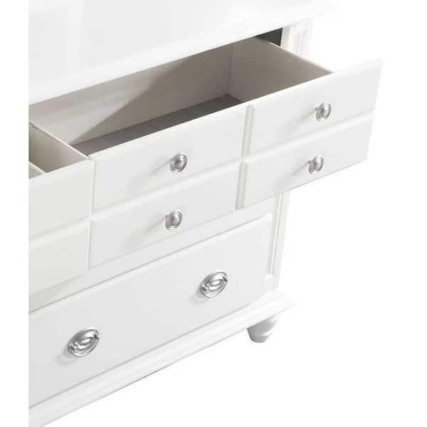 Home Decorators Collection Calden Bright White 5-Drawer Chest of Drawers  (49 in. H x 40 in. W x 20 in. D) Campaign Chest - The Home Depot