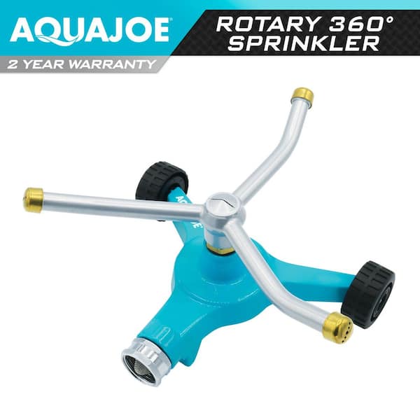 AQUA JOE 8 in. 360° Indestructible 3-Arm Zinc Rotary Sprinkler