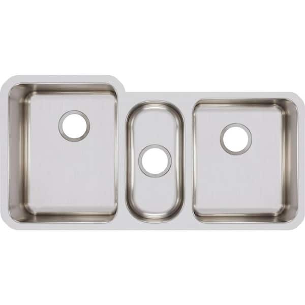 Elkay Lustertone 40in. Undermount 3 Bowl 18 Gauge  Stainless Steel Sink Only and No Accessories