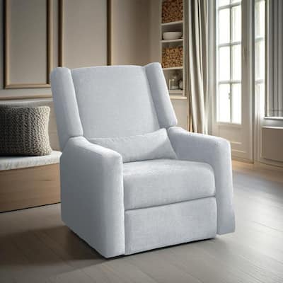 Luxury Power Motion Motorized Recliner Chair with Swivel Glider, Upholstered Living Room Sofa in Light Gray