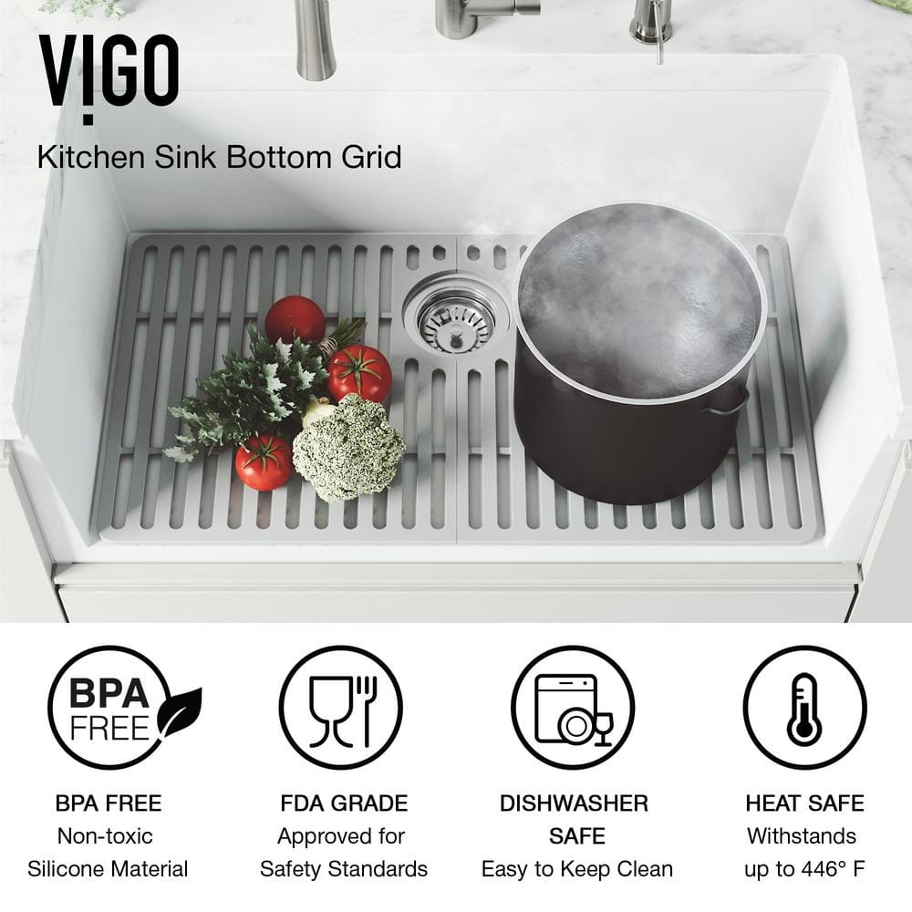 Gray Silicone Kitchen Sink Protective Bottom Grid
