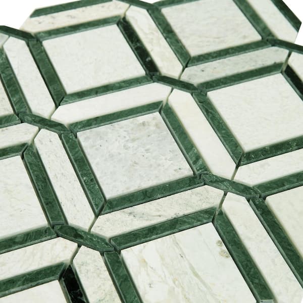 Giorbello Ming Green 12 in. x 12 in. 5 Tiles Polished Marble