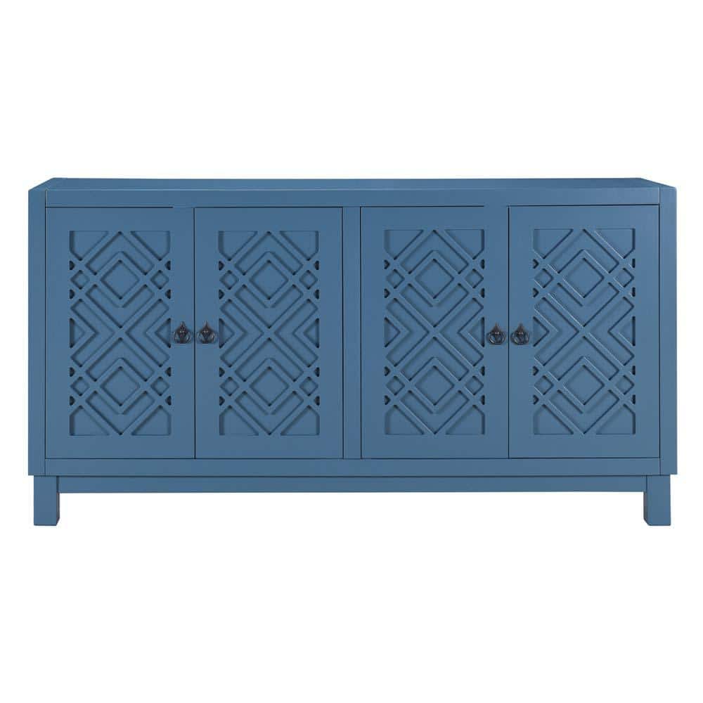 60 in. W x 15.7 in. D x 32 in. H Navy Blue Freestanding Linen Cabinet with 