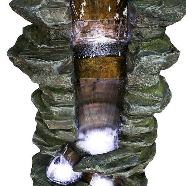 Willit 31 in. Showering Garden Waterfall with LED Resin Outdoor Fountains for Garden