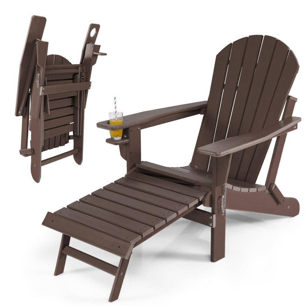 ANGELES HOME Classic Brown All Weather Folding HDPE Adirondack Chair   Plastic Adirondack Chairs M509cfnp108 64 1000 