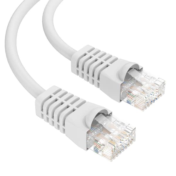 Syston Cable Technology 50 ft. White Cat 6e CMP Plenum Rated 600MHz 23AWG Solid Bare Copper Ethernet Network Data Wire Cable with RJ45 Ends