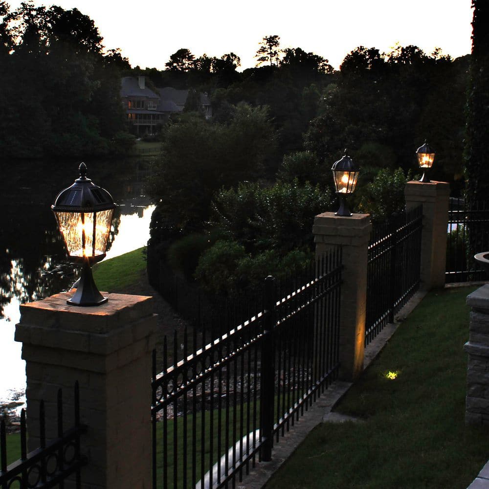 Brushed Bronze LED Solar Lamp Post with Rain Glass
