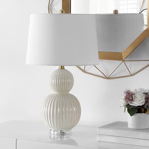Zarren 25 in. Ivory Table Lamp with USB Port