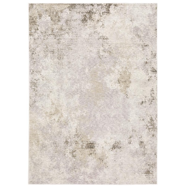 AVERLEY HOME Newcastle Ivory/Beige 3 ft. x 5 ft. Muted Distressed Abstract Polyester Indoor Area Rug