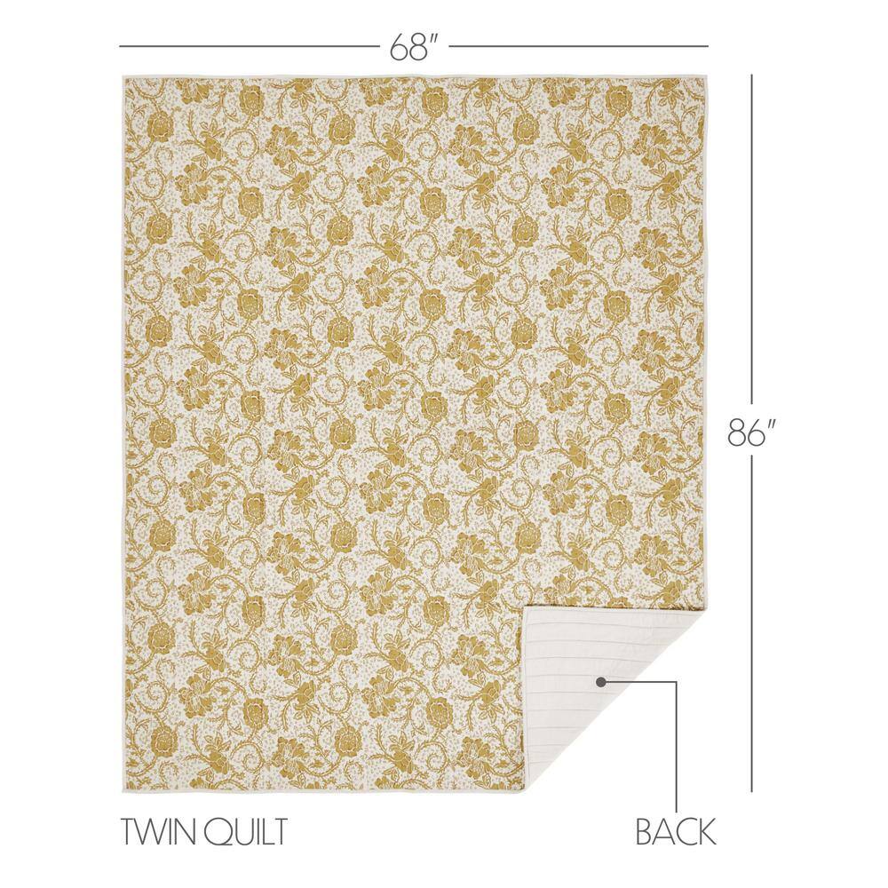 Dorset Gold Floral Twin Cotton Reversible Quilt