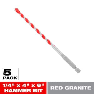 1/4 in. x 4 in. x 6 in. SPEEDemon Red Granite Carbide-Tipped Hammer Drill Bits (5-Piece)