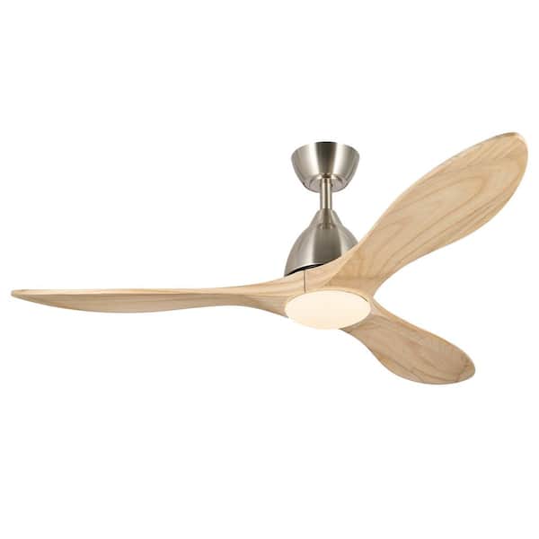 Merra 52 in. Smart Indoor Brushed Nickel Standard Ceiling Fan with LED Lights Remote App Voice Control