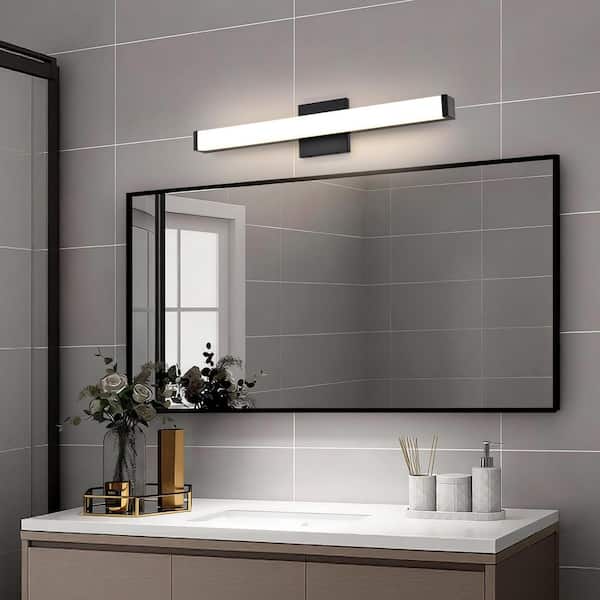 Edvivi 24 in. Matte Black Modern 16W 3000K Integrated LED Bathroom
