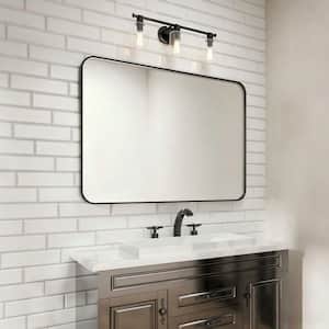 48 in. W x 36 in. H Rectangular Aluminum Framed Wall Bathroom Vanity Mirror in Black