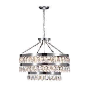 Tarabusco 7-Light Chrome Crystal Chandelier for Living/Dining Room, Bedroom, Foyer, with No Bulbs Included