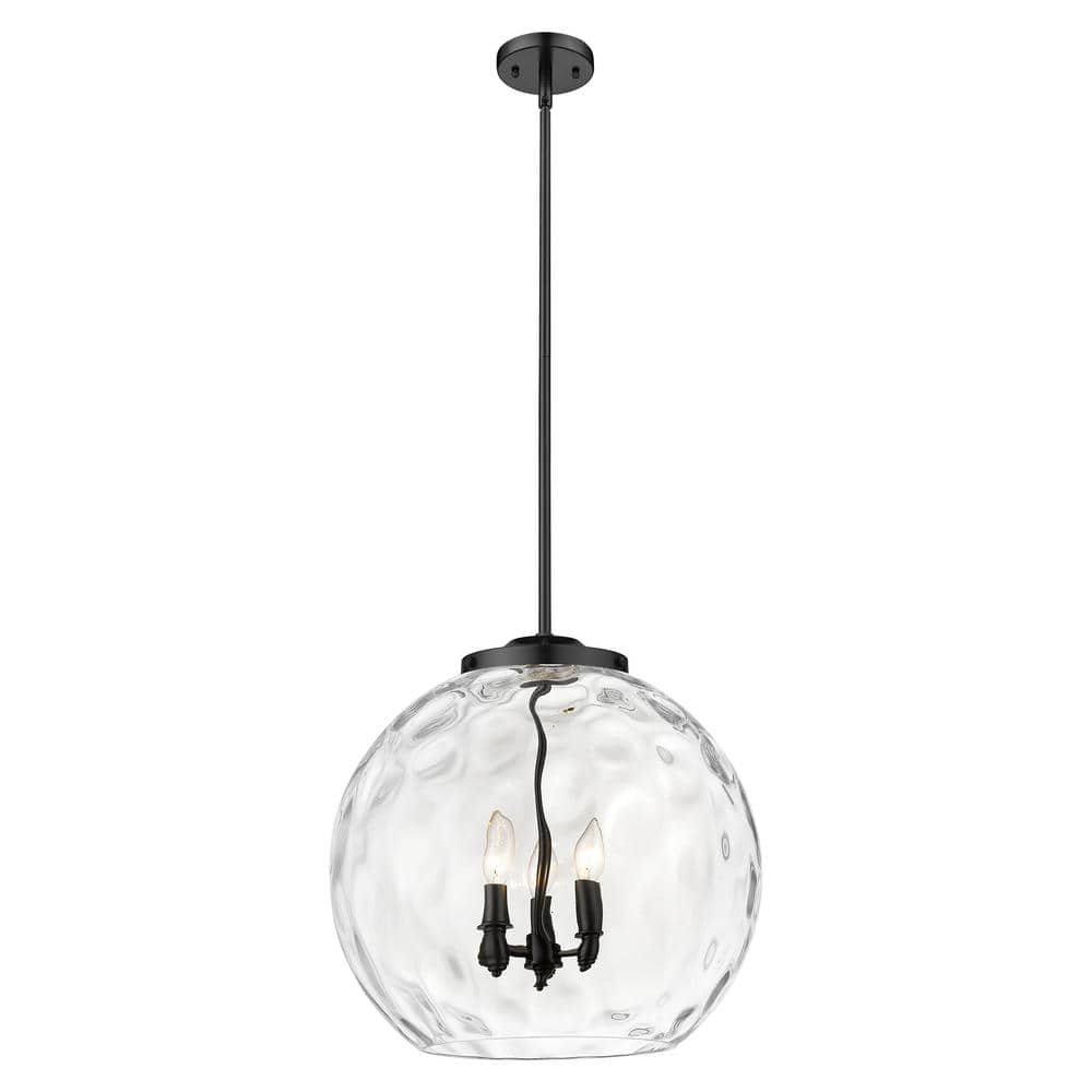 Athens Water Glass 60-Watt 3-Light Matte Black Shaded Mini Pendant Light with Clear Water Glass price history on PriceWatchPro