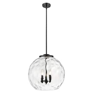 Athens Water Glass 60-Watt 3-Light Matte Black Shaded Mini Pendant Light with Clear Water Glass