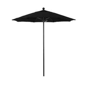 7.5 ft. Black Aluminum Commercial Market Patio Umbrella with Fiberglass Ribs and Push Lift in Black Sunbrella