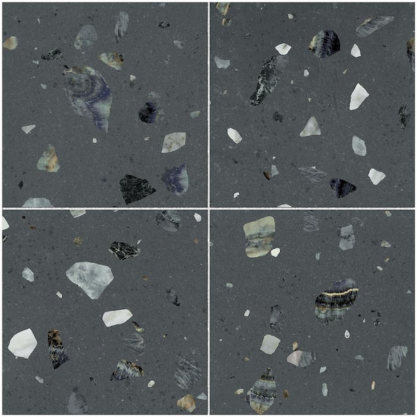 MOLOVO Terrazo Avio Blue 8.03 in. x 8.03 in. Matte Porcelain Tile Sample