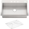 KOHLER Vault Dual Mount Stainless Steel 33 in. 4-Hole Single Bowl ...