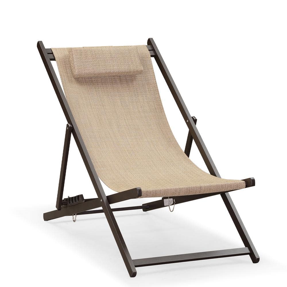 PURPLE LEAF Linen Aluminum Outdoor Reclining Camping Chairs Folding